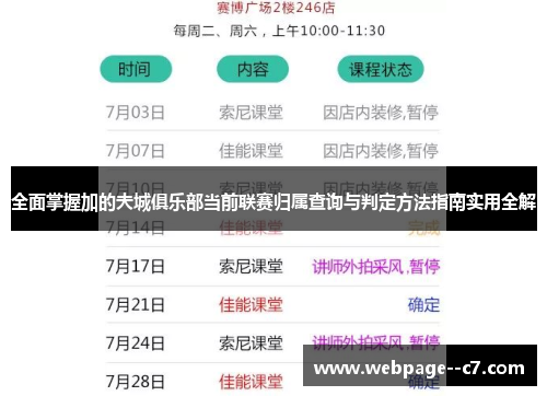 全面掌握加的夫城俱乐部当前联赛归属查询与判定方法指南实用全解 全面掌握加的夫城俱乐部当前联赛归属查询与判定方法指南实用全解